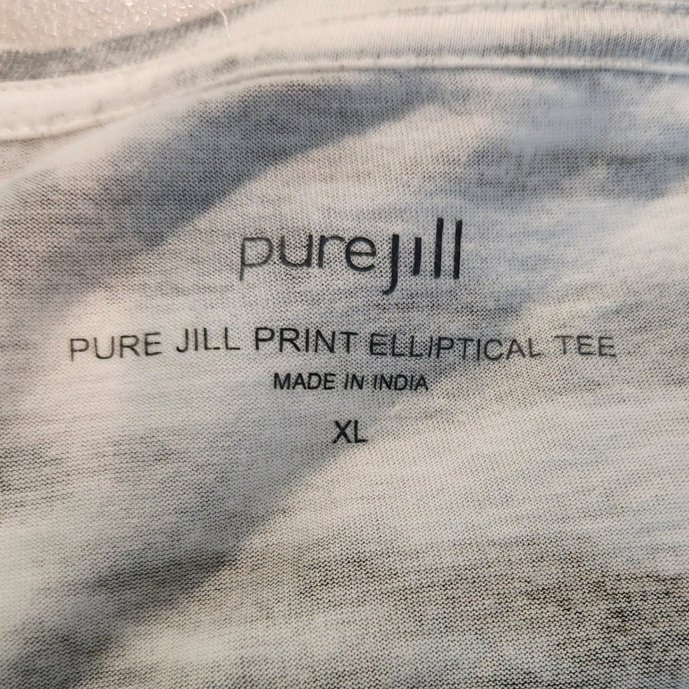 Pure Jill Print Elliptical Tee Grey Tan White Pima Cotton Tunic XL - Picture 5 of 7